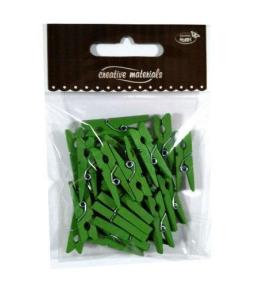 Klamerki drewniane zielone 30mm 25szt