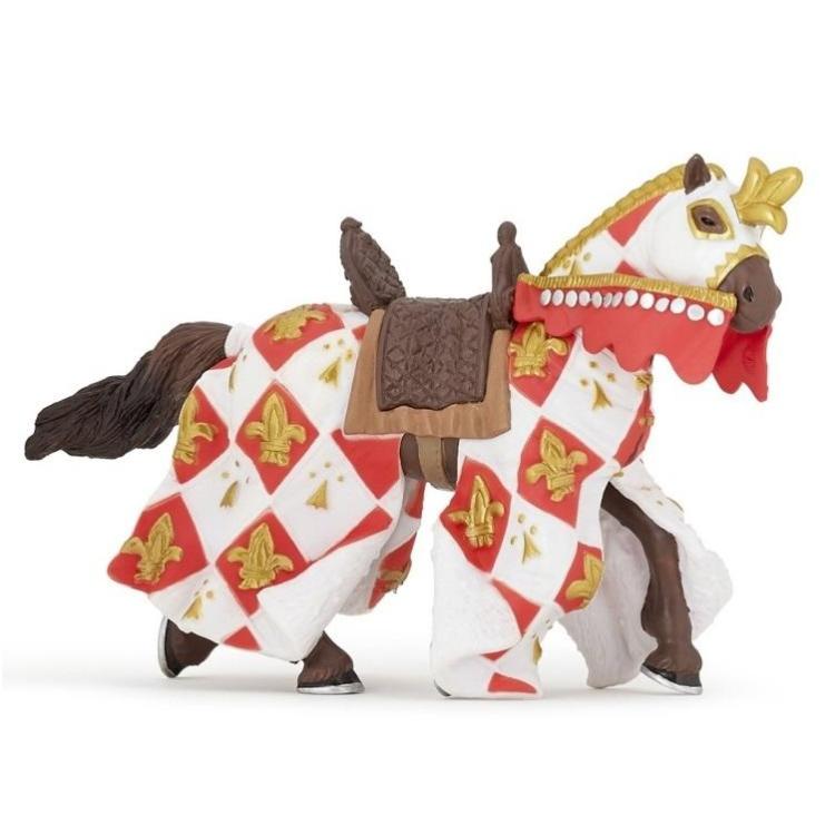 Koń w białej szacie w lilie