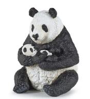 Panda z młodym siedząca