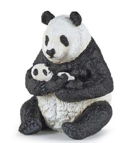 Panda z młodym siedząca