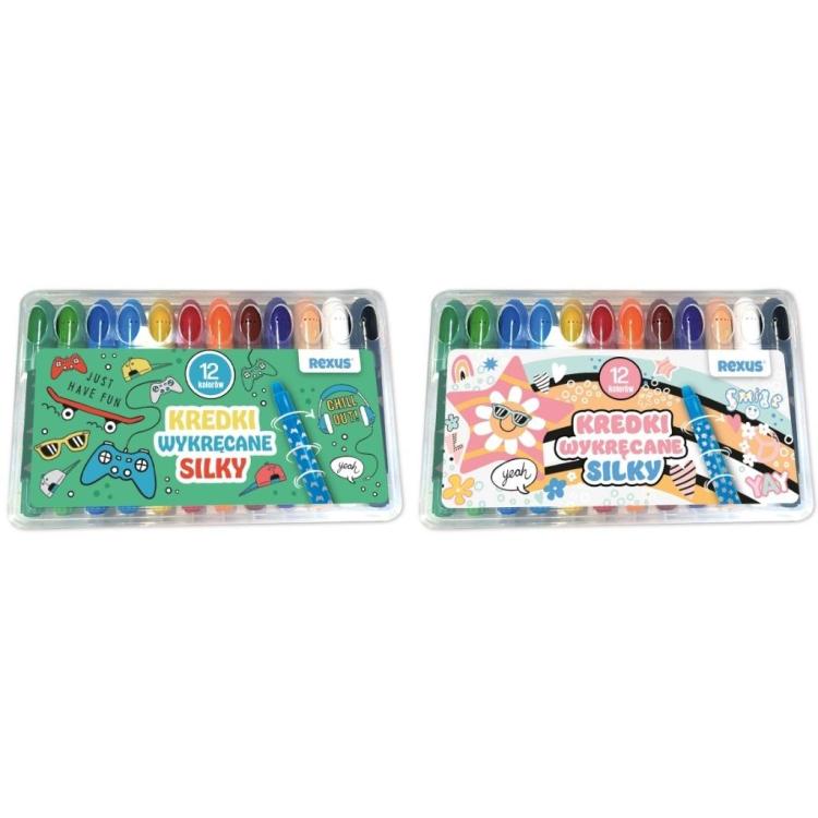 Kredki wykręcane silky 12 kolorów mix