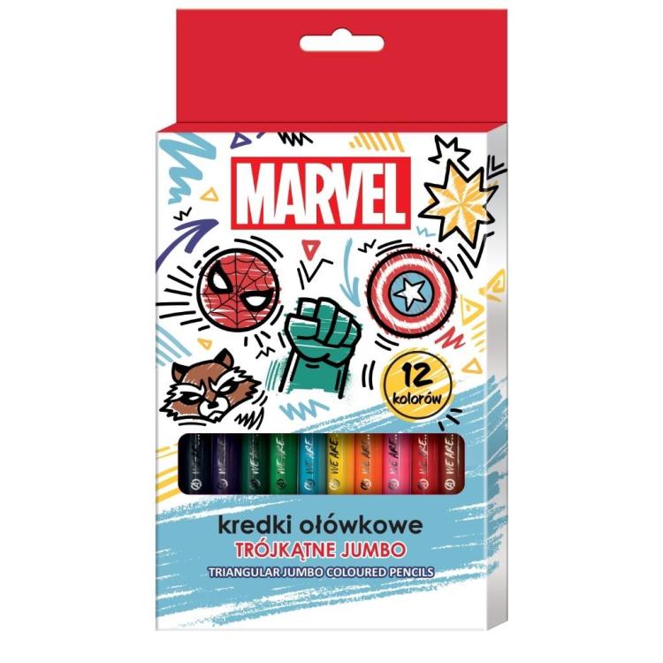 Kredki ołówkowe trójkątne jumbo Avengers 12 kol