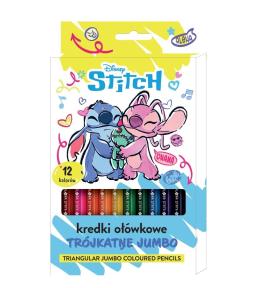 Kredki ołówkowe trójkątne Jumbo 12 kolorów Stitch