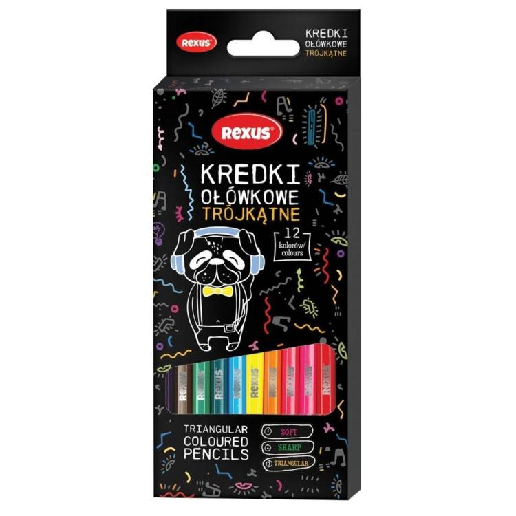 Kredki ołówkowe trójkątne 12kolorów