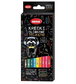 Kredki ołówkowe trójkątne 12kolorów