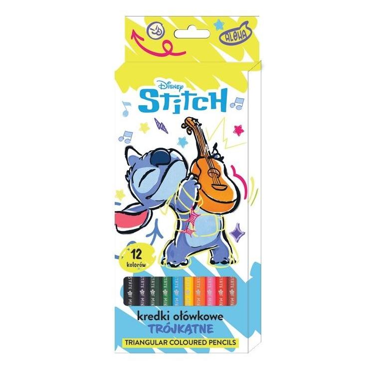 Kredki ołówkowe trójkątne 12 kolorów Stitch