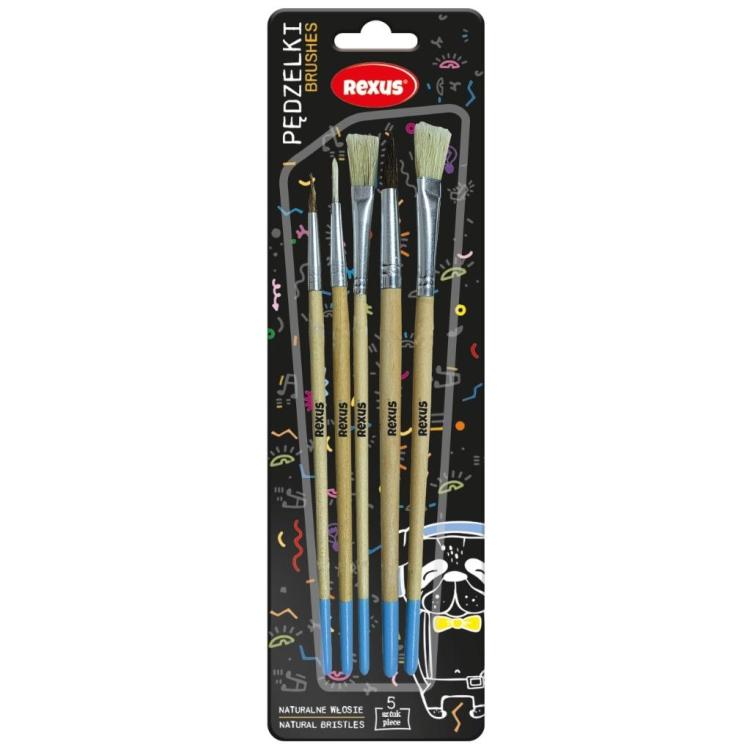 Pędzelki z naturalnego włosia 5szt