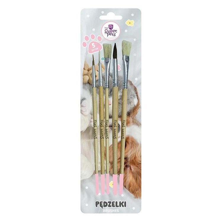 Pędzelki z naturalnego włosia The Sweet Pets 5szt