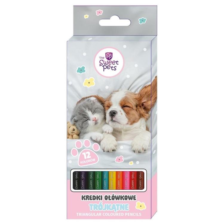 Kredki ołówkowe trójkątne The Sweet Pets 12 kol.