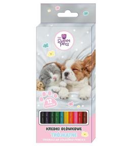 Kredki ołówkowe trójkątne The Sweet Pets 12 kol.