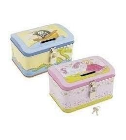 Metalowa skarbonka na kłódkę mix