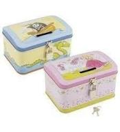 Metalowa skarbonka na kłódkę mix