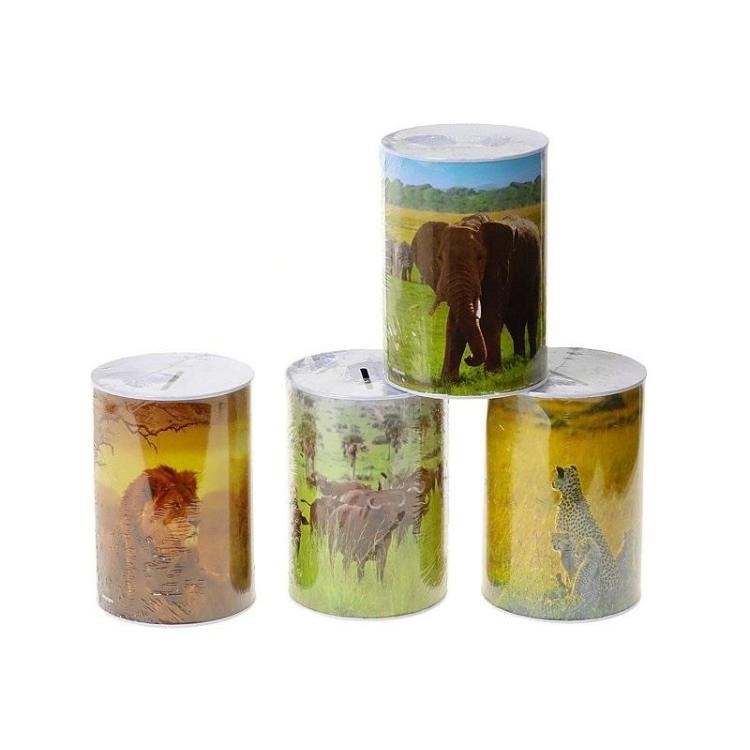 Skarbonka, metalowa puszka, zwierzęta MIX