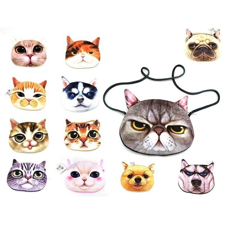 Torebka welurowa kot 22x17cm MIX