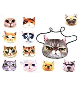 Torebka welurowa kot 22x17cm MIX