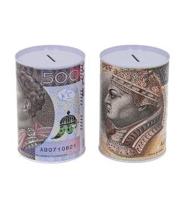 Skarbonka metalowa banknoty złoty polski MIX
