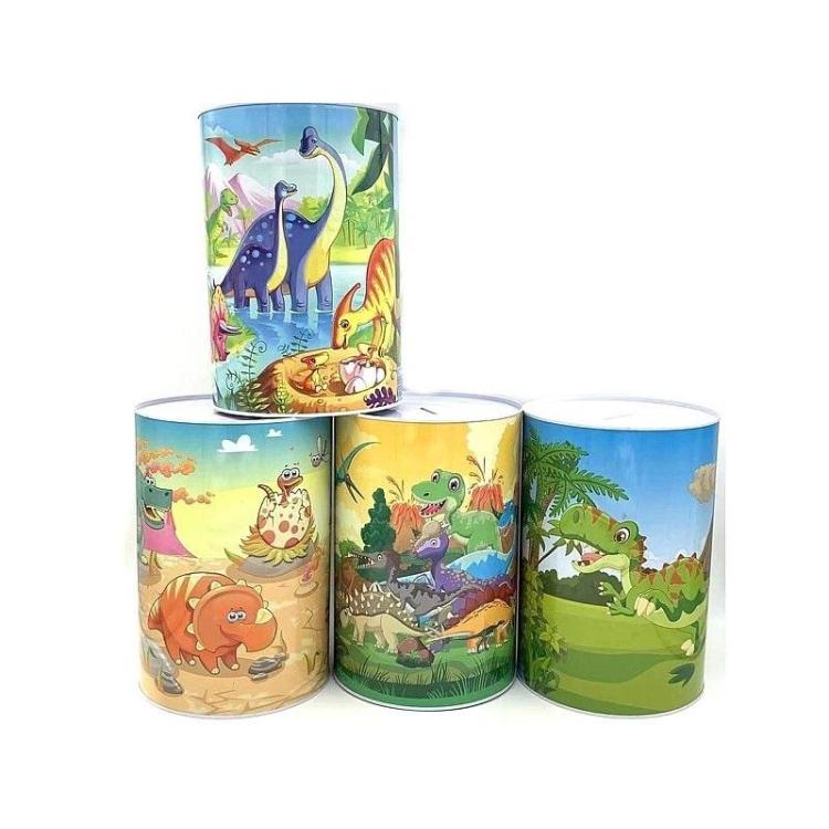 Skarbonka puszka metalowa dinozaury mix