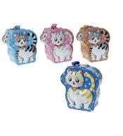 Skarbonka metalowa kotek z kłódką MIX