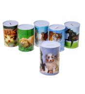 Skarbonka metalowa zwierzątka 14,5x10cm MIX