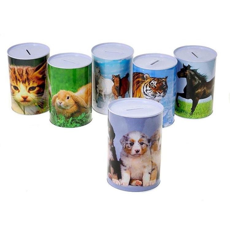 Skarbonka metalowa zwierzątka 14,5x10cm MIX