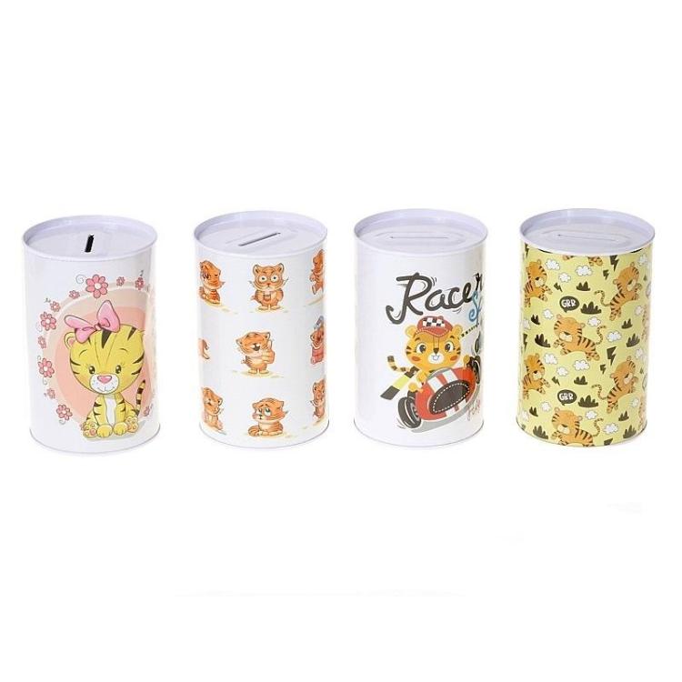 Skarbonka metalowa puszka Tygryski mix