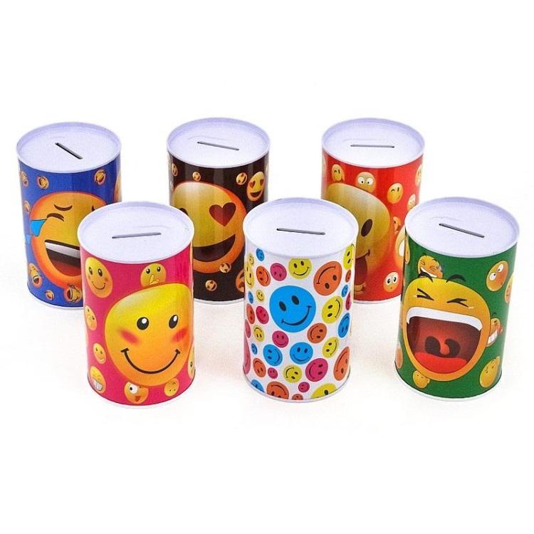 Skarbonka metalowa buźki 13x8cm MIX