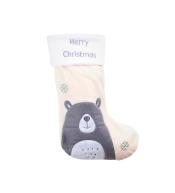 Skarpeta świąteczna biała Miś 27x42cm