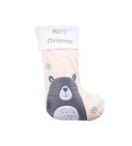 Skarpeta świąteczna biała Miś 27x42cm