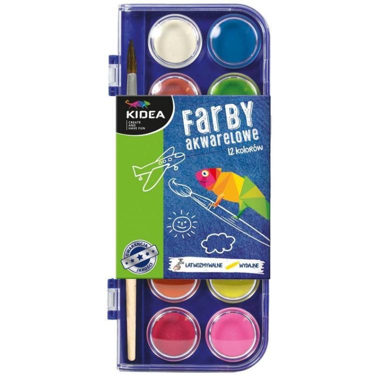 Farby akwarelowe 12 kolorów KIDEA
