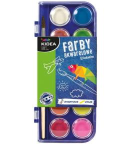 Farby akwarelowe 12 kolorów KIDEA