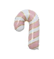 Balon foliowy Lizak świąteczny różowo-biały 38x6cm