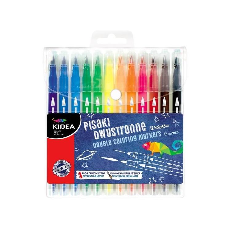 Pisaki dwustronne 12 kolorów KIDEA