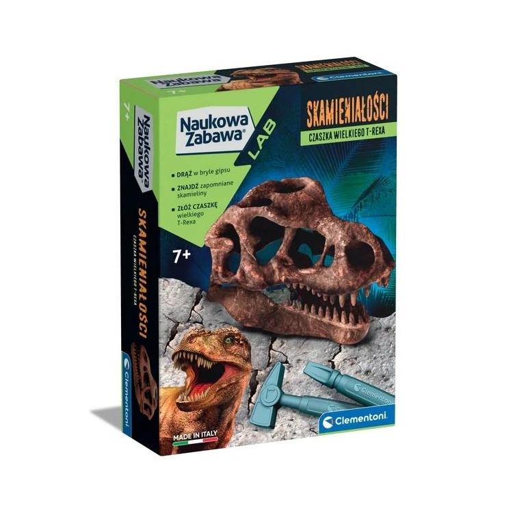 Naukowa zabawa. Skamieniałości. czaszka T-Rexa