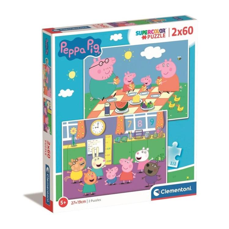 Puzzle 2x60 Super Kolor Świnka Peppa