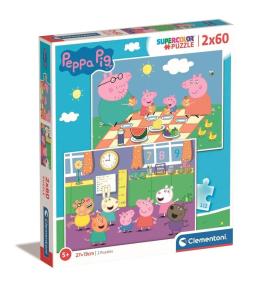 Puzzle 2x60 Super Kolor Świnka Peppa