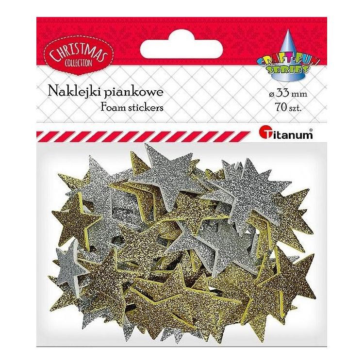 Naklejki piankowe gwiazdki 33mm mix 70szt.