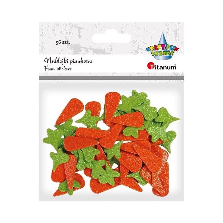 Naklejki piankowe brokatowe marchewki 56szt