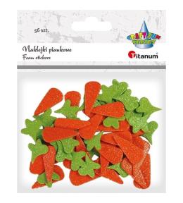 Naklejki piankowe brokatowe marchewki 56szt