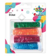 Brokat w fiolkach tęczowy 4 kolory