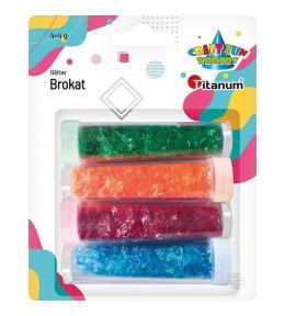 Brokat w fiolkach tęczowy 4 kolory