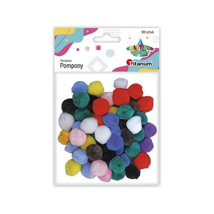 Pompony akrylowe 15mm mix kolorów 80szt