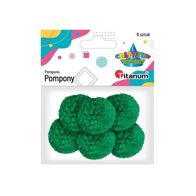 Pompony włóczkowe 3cm zielone 6szt.