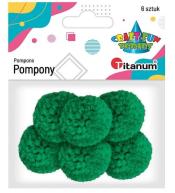 Pompony włóczkowe 3cm zielone 6szt.