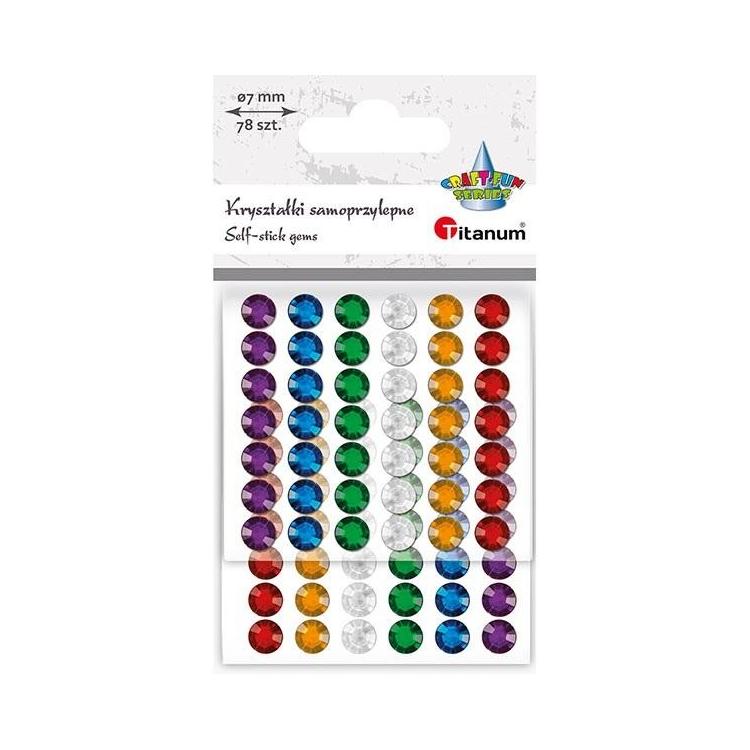 Kryształki samoprzylepne okrągłe 7mm 78szt mix