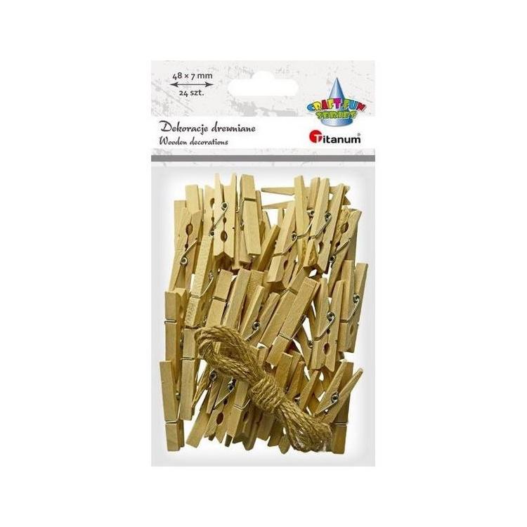 Klamerki drewniane naturalne 24szt