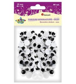 Oczy samoprzylepne bez rzęs 12mm okrągłe 80szt