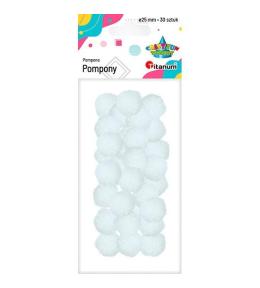 Pompony poliestrowe 25mm białe 30szt