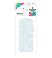 Pompony poliestrowe 25mm białe 30szt