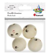 Koraliki drewniane okrągłe z twarzą 4szt