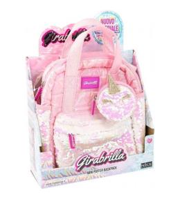 Plecak mini puff z portfelem róż